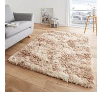 LIZZIE JACOBS New Marble Pattern Hug & Snug Super Soft Rugs Living Room Bed Room Lounge Hallway Office Long Thick Pile Non Slip Large Shaggy Luxury Rugs Cosy Carpets (Natural, 60x110 cm)