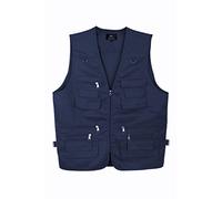 LIZZIE JACOBS New Men's Cotton Rich Waistcoat Jacket Multi Pocket Vest Outdoor Fishing Camping Activewear Sleeveless Traveling Photography Hiking Hunting Tactical Outerwear Gilet (Medium, Navy)