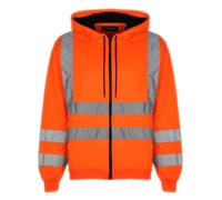 LIZZIE JACOBS New Mens Hi Viz Zip Hoodies Safety Fleece Hi Vis Sweatshirt Jackets Work Tops GO/RT Compliant High Visibility Zip Hoody Jumpers (4X-Large, Orange)