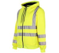 LIZZIE JACOBS New Mens Hi Viz Zip Hoodies Safety Fleece Hi Vis Sweatshirt Jackets Work Tops GO/RT Compliant High Visibility Zip Hoody Jumpers (4X-Large, Yellow)