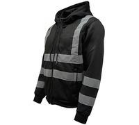 LIZZIE JACOBS New Mens Hi Viz Zip Hoodies Safety Fleece Hi Vis Sweatshirt Jackets Work Tops GO/RT Compliant High Visibility Zip Hoody Jumpers (5X-Large, Black)