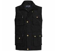 LIZZIE JACOBS New Mens Safari Hiking Outdoor Waistcoats Jackets Gilet Sleeveless Multi Pocket Fishing Walking Vest Jacket Breathable Photography Tops (as8, alpha, l, regular, regular, Black, Large)