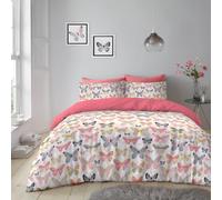 LIZZIE JACOBS New Microfibre Printed Duvet Cover Sets Reversible Soft Easy Care Quilt Covers Bedding Set With Pillowcases (Butterflies, King)