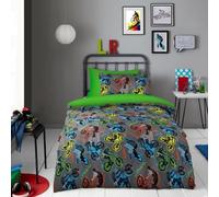 LIZZIE JACOBS New Microfibre Printed Duvet Cover Sets Reversible Soft Easy Care Quilt Covers Bedding Set With Pillowcases (BMX Stunts, Single)