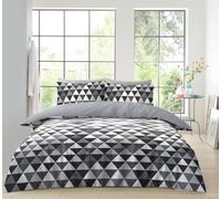 LIZZIE JACOBS New Microfibre Printed Duvet Cover Sets Reversible Soft Easy Care Quilt Covers Bedding Set With Pillowcases (Geo Triangle, King)