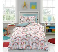 LIZZIE JACOBS New Microfibre Printed Duvet Cover Sets Reversible Soft Easy Care Quilt Covers Bedding Set With Pillowcases (Rainbow Girls, Single)