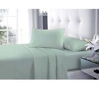 LIZZIE JACOBS New Percale Flat Sheets 180 Thread Count Easy Care Soft Shrinkage Wrinkle and Fade Resistant Non Iron Fabric Polycotton Flat Bed Sheets (Duck Egg, King), PTCPFS-72