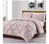 LIZZIE JACOBS New Pinch Pleated Pintuck Alford Easy Care Soft Duvet Bed Sets Quilt Covers Bedding Sets With Pillowcases (Soft Pink, Super King)