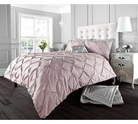 LIZZIE JACOBS New Pinch Pleated Pintuck Alford Easy Care Soft Duvet Bed Sets Quilt Covers Bedding Sets With Pillowcases (Soft Pink, King)
