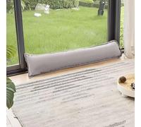 LIZZIE JACOBS New Plain Dyed Fabric Hollowfibre Filled Draught Excluders Cushion Heavy Duty Draught Stopper for Bottom of Door or Window Draft Insulator Draft Guard Energy Saver 90x18cm (Grey)