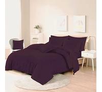 LIZZIE JACOBS New Plain Dyed Quilt Bedding with Pillowcases Super Soft Breathable Cotton Rich Duvet Cover Polycotton Easy Care Comfortable Reversible Bed Set (Plum, King)