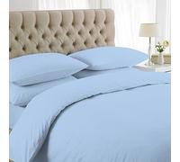 LIZZIE JACOBS New Plain Dyed Quilt Bedding with Pillowcases Super Soft Breathable Cotton Rich Duvet Cover Polycotton Easy Care Comfortable Reversible Bed Set (Sky Blue, King)