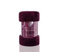 LIZZIE JACOBS New Plain Faux Fleece Throws Luxurious Super Soft Warm Cosy Sofa Settee Bed Mink Faux Fleece Blankets (King - 200x240cm, Aubergine)