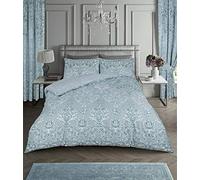 LIZZIE JACOBS New Printed Duvet Cover Sets Cotton Rich Quilt Cover Sets Easy Care Reversible Bedding Sets (Single, Antoinette Duck Egg)