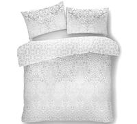 LIZZIE JACOBS New Printed Duvet Cover Sets Cotton Rich Quilt Cover Sets Easy Care Reversible Bedding Sets (King, Antoinette Grey)