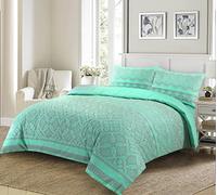 LIZZIE JACOBS New Printed Duvet Cover Sets Cotton Rich Quilt Cover Sets Easy Care Reversible Bedding Sets (Single, Aaliyah Mint Green)