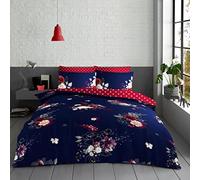 LIZZIE JACOBS New Printed Easy Care Soft Duvet Quilt Cover Reversible Bedding Sets With Pillowcases (Eden Navy, King)