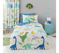 LIZZIE JACOBS New Roarsome Fun Dinosaur Design Kids Boys Girls Children Quilt Cover Sets Luxurious Printed Duvet Cover Sets Reversible Bedding Sets (Single Duvet Set, Roarsome Fun)