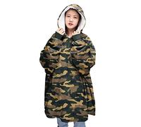 LIZZIE JACOBS New Sherpa Fleece Oversized Hoodie For Women Ladies Girls Poncho Ultra Soft Warm Cosy Snuggle Fur Fleece Hoodie Blankets (Camouflage)
