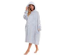 LIZZIE JACOBS New Sherpa Fleece Oversized Hoodie For Women Ladies Girls Poncho Ultra Soft Warm Cosy Snuggle Fur Fleece Hoodie Blankets (Grey)