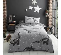 LIZZIE JACOBS New Space T-Rex Dinosaur Design Kids Boys Girls Children Quilt Cover Sets Luxurious Printed Duvet Cover Sets Reversible Bedding Sets (Single Duvet Set, Space T-Rex)