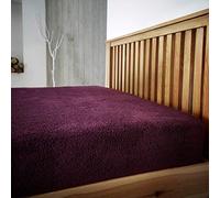 LIZZIE JACOBS New Teddy Sherpa Fleece Luxurious Plain Fitted Bed Sheets Super Soft Warm Cosy Teddy Bear Fleece Bed Sheets (Single, Aubergine)