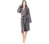 LIZZIE JACOBS New Terry Toweling Women Bathrobes Pure 100% Egyptian Cotton Absorbent Soft Cosy 650 GSM Hooded Dressing Gowns Housecoat Ladies Nightwear (Small (8-10), Charcoal)