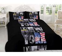 LIZZIE JACOBS New York City Printed Luxurious Modern Style Easy Care Duvet Cover Sets Quilt Cover Sets Reversible Bedding Sets (Single, Black)