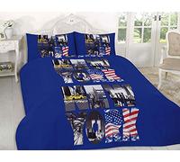 LIZZIE JACOBS New York City Printed Luxurious Modern Style Easy Care Duvet Cover Sets Quilt Cover Sets Reversible Bedding Sets (King, Blue)