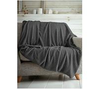 LIZZIE JACOBS Popcorn Waffle Honeycomb Style Luxurious Throws Super Soft Warm Cosy Sofa Settee Bed Fleece Blankets Non Allergenic Kids Adults Travel Blankets (Charcoal, Single - 130x150cm)