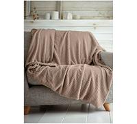 LIZZIE JACOBS Popcorn Waffle Honeycomb Style Luxurious Throws Super Soft Warm Cosy Sofa Settee Bed Fleece Blankets Non Allergenic Kids Adults Travel Blankets (Oyster, Single - 130x150cm)