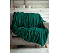 LIZZIE JACOBS Popcorn Waffle Honeycomb Style Luxurious Throws Super Soft Warm Cosy Sofa Settee Bed Fleece Blankets Non Allergenic Kids Adults Travel Blankets (Double -150x200cm, Green)