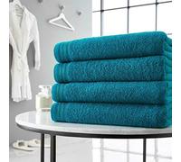 LIZZIE JACOBS Premium Pack of 4 Bath Sheets (75 x 135 cm) - 500 GSM 100% Ring Spun Egyptian Cotton Wilsford Highly Absorbent and Quick Dry Extra Large Bath Sheets Hotel Quality (Teal)