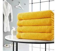 LIZZIE JACOBS Premium Pack of 4 Bath Sheets (75 x 135 cm) - 500 GSM 100% Ring Spun Egyptian Cotton Wilsford Highly Absorbent and Quick Dry Extra Large Bath Sheets Hotel Quality (Ochre)