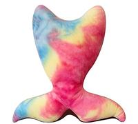 LIZZIE JACOBS Rainbow Tie Dye Pattern Teddy Bear Fleece Super Soft Warm Cosy Kids and Adults Matching Mermaid Shaped Cushion (Mermaid Cushion)