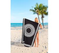 LIZZIE JACOBS Sand Free Beach Towels Large 180x100cm Jumbo Microfibre Pool Towels Soft Quick Dry Lightweight Towels for Swimming Sports Gym Camping Sun Lounging Beach Holiday Essentials (Greek Key)