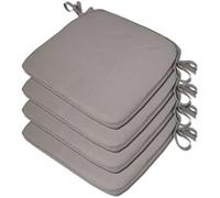 LIZZIE JACOBS Seat Pads for Dining Chairs Pack of 4 Removable Seat Chair Covers Pad Non Slip Kitchen Patio Square Chair Seat Pads With Ties Comfortable Garden Outdoor Pads (Silver Grey TN)