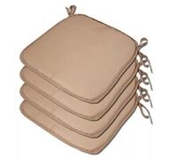LIZZIE JACOBS Seat Pads for Dining Chairs Pack of 4 Removable Seat Chair Covers Pad Non Slip Kitchen Patio Square Chair Seat Pads With Ties Comfortable Garden Outdoor Pads (Mink TN)