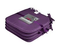 LIZZIE JACOBS Seat Pads for Dining Chairs Pack of 4 Removable Seat Chair Covers Pad Non Slip Kitchen Patio Square Chair Seat Pads With Ties Comfortable Garden Outdoor Pads (Aubergine)