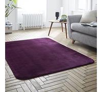 LIZZIE JACOBS Super Soft Luxury Velvet Touch Rugs Non Slip Living Room Bed Room Lounge Hallway Office Shiny Modern Style Large Rugs Carpets (60 x 110 CM, Aubergine)