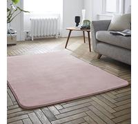 LIZZIE JACOBS Super Soft Luxury Velvet Touch Rugs Non Slip Living Room Bed Room Lounge Hallway Office Shiny Modern Style Large Rugs Carpets (120 x 170 CM, Blush Pink)