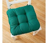 LIZZIE JACOBS Super Soft Seat Cushions With Ties Luxurious Removable Padded Quilted Style Seat Cushions For Indoor Outdoor Garden Patio Dinning Kitchen and Office Chairs (4 Seat Cushions, Green)