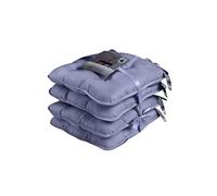 LIZZIE JACOBS Super Soft Seat Cushions With Ties Luxurious Removable Padded Quilted Style Seat Cushions For Indoor Outdoor Garden Patio Dinning Kitchen and Office Chairs (4 Seat Cushions, Charcoal)