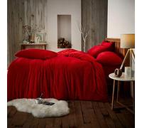 LIZZIE JACOBS Teddy Fleece Luxurious Duvet Cover Sets Super Soft Warm Cosy Sherpa Fleece WInter Quilt Cover Sets Reversible Bedding Sets (Single, Red)