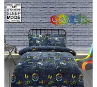 LIZZIE JACOBS Teddy Glow in The Dark Sherpa Fleece Super Soft Warm Cosy Kids and Adults Duvet Cover Sets Quilt Covers Bedding Sets LW (Double Duvet Set, Gamer)