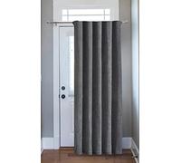LIZZIE JACOBS Teddy Sherpa Fleece Eyelet Top Curtains Luxury Fully Lined Thick Ring Top Curtain Pairs Living Room Bed Room Curtains (Door Curtain 60" (Width) x 84" (Drop), Grey)
