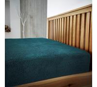 LIZZIE JACOBS Teddy Sherpa Fleece Fitted Bed Sheet Thermal Super Soft Warm Cosy Luxurious Plain Teddy Bear Fleece Bed Sheets (Green, Double)