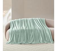 LIZZIE JACOBS Ultimate Flannel Sherpa Fleece Throws Plain Floral and Check Super Soft Warm Cosy Sofa Settee Bed Blankets (Plain Sage Green, Double - 150x200cm)