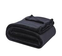 LIZZIE JACOBS Ultimate Flannel Sherpa Fleece Throws Plain Floral and Check Super Soft Warm Cosy Sofa Settee Bed Blankets (Plain Black, Double - 150x200cm)