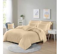 LIZZIE JACOBS Ultra Soft Microfibre Plain Dyed Duvet Cover Set with Pillowcases Breathable Quilt Covers Anti Allergy Easy Care Comfortable Reversible Bedding (Latte, Single)